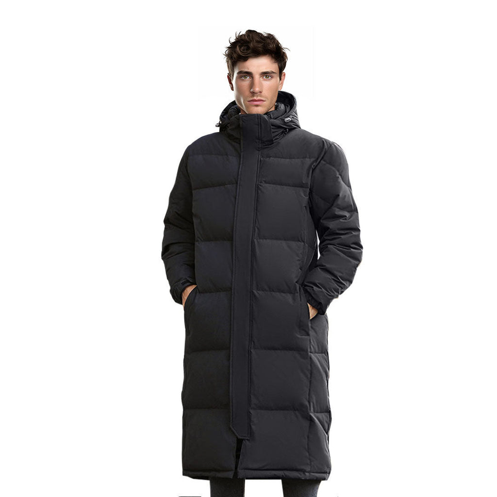 NNEAGS abbee Black Large Winter Hooded Overcoat Long Jacket Stylish Lightweight Quilted Warm Puffer Coat-0