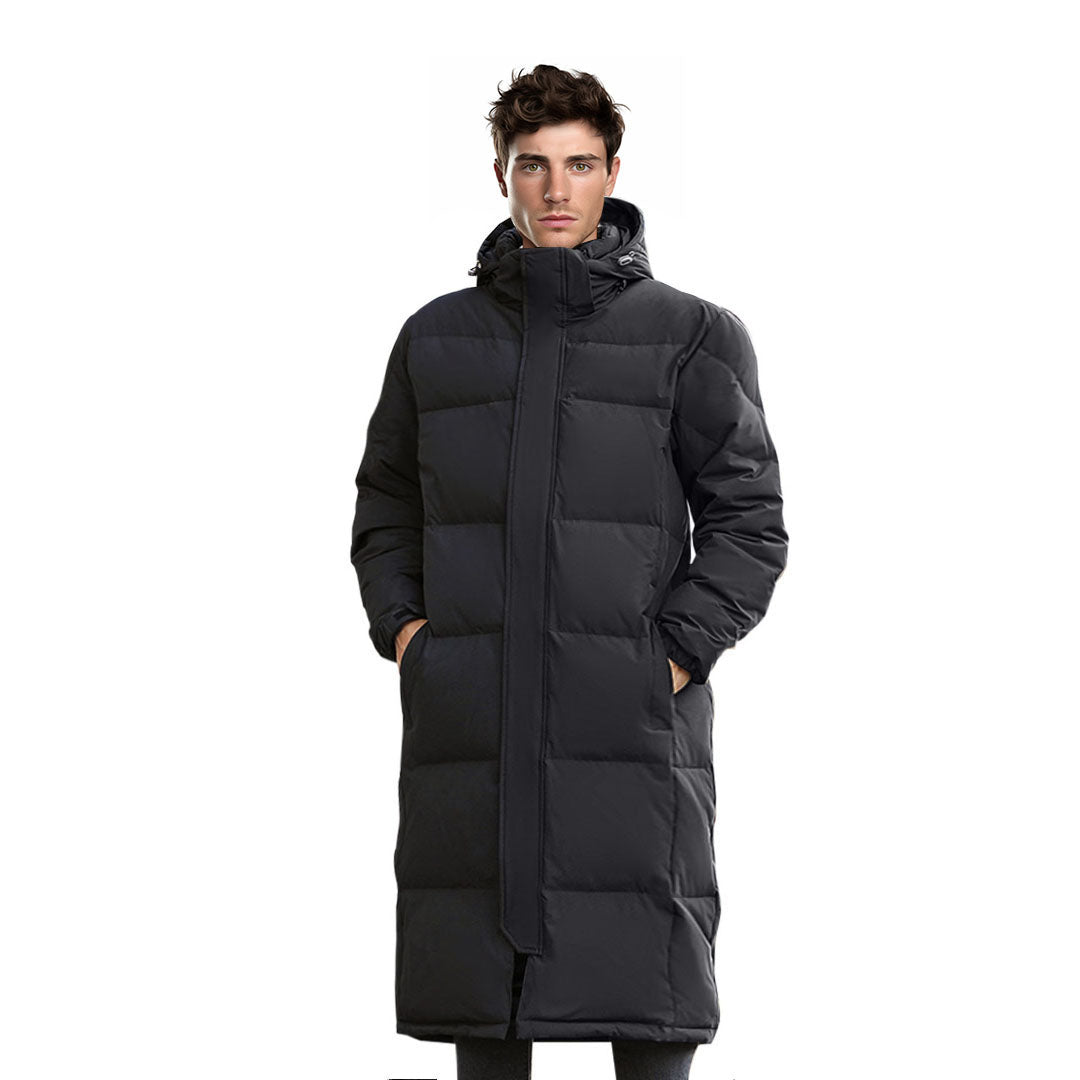NNEAGS abbee Black Large Winter Hooded Overcoat Long Jacket Stylish Lightweight Quilted Warm Puffer Coat-0