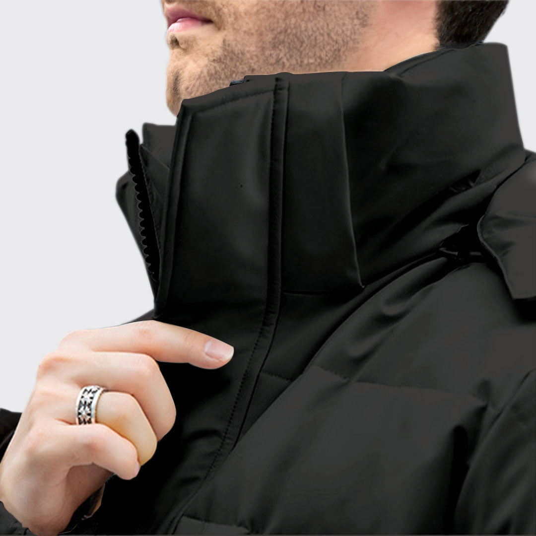 NNEAGS abbee Black Large Winter Hooded Overcoat Long Jacket Stylish Lightweight Quilted Warm Puffer Coat-1