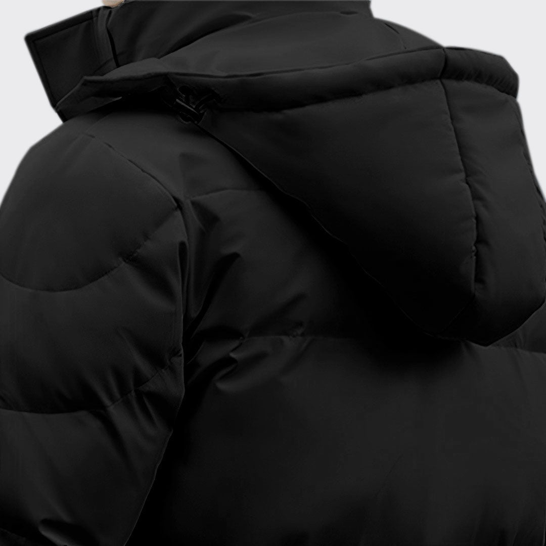 NNEAGS abbee Black Large Winter Hooded Overcoat Long Jacket Stylish Lightweight Quilted Warm Puffer Coat-2