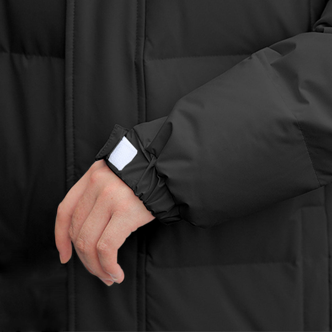NNEAGS abbee Black Large Winter Hooded Overcoat Long Jacket Stylish Lightweight Quilted Warm Puffer Coat-4