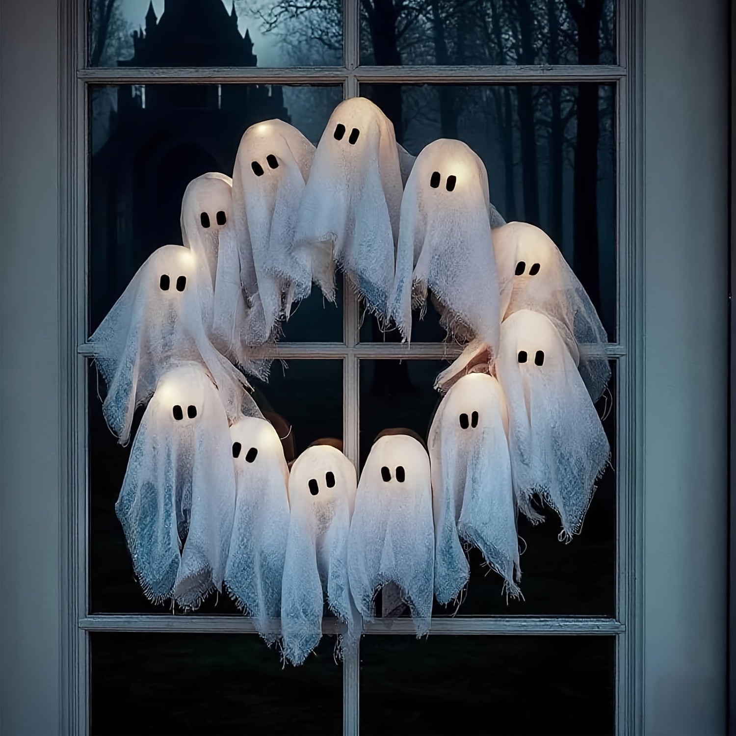 NNETM Halloween Ghost Garland Fabric Party Decoration-1