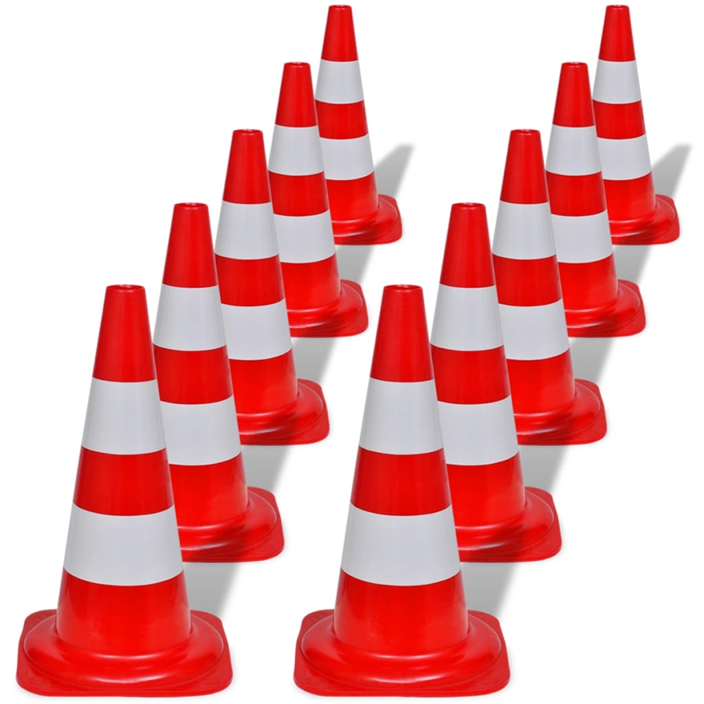NNEVL 10 Reflective Traffic Cones Red and White 50 cm-0