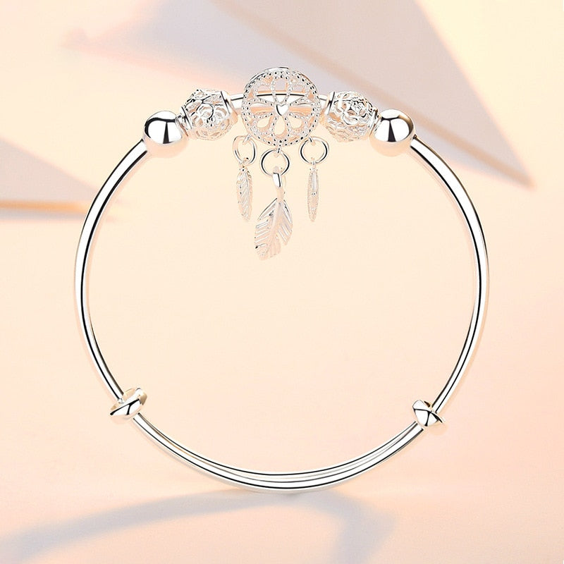NNEOBA Feather Round Bead Charm Bracelet-2