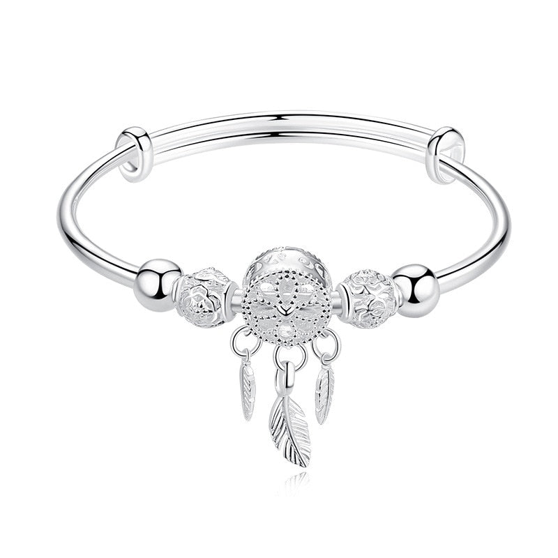 NNEOBA Feather Round Bead Charm Bracelet-0