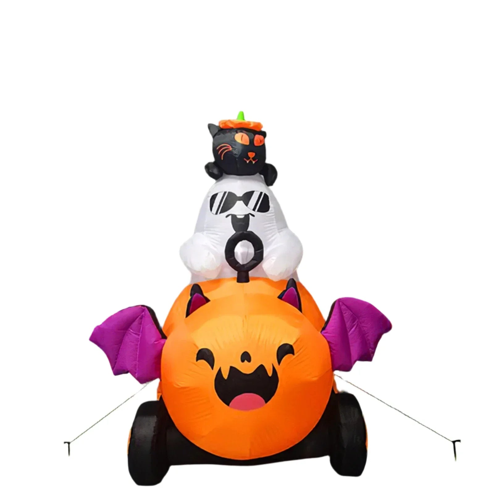 Halloween Inflatable Ghost with Pumpkin Cart - 6FT-0