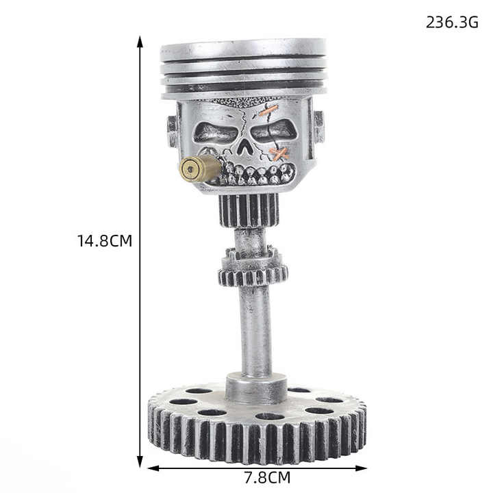 NNEDSZ Piston Skull Face Sculpture, Resin Gear Decor, Industrial Style Home Decoration-3